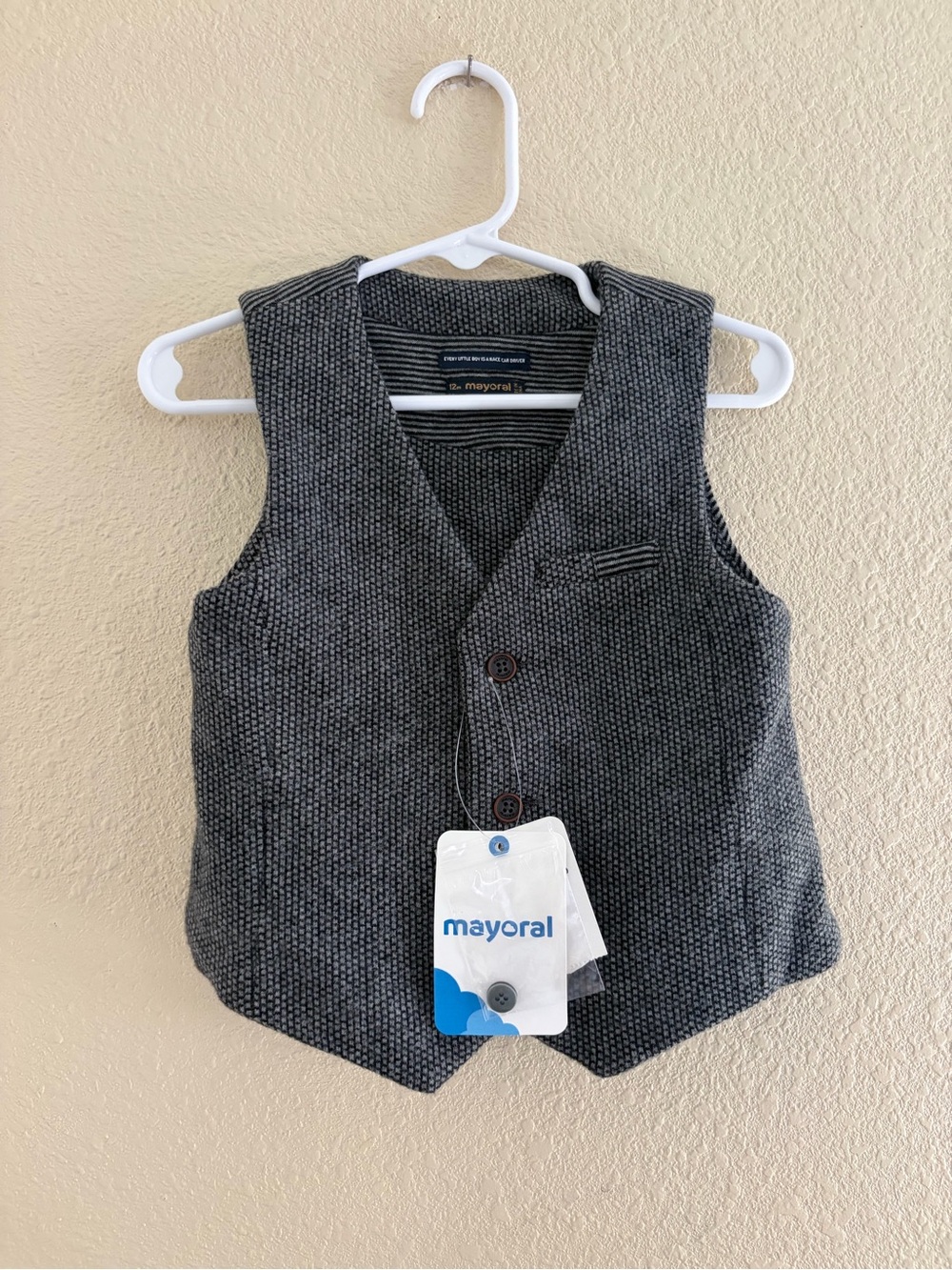 Boys Charcoal Gray Knit like Vest